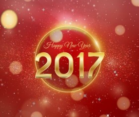 2017 happy new year with red halation background vector