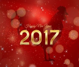 2017 happy new year with rooster background vector