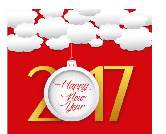 2017 new year background with paper cloud vector