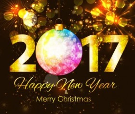2017 new year with christmas decor background vector 01