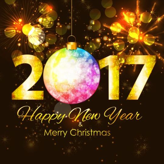 2017 new year with christmas decor background vector 01