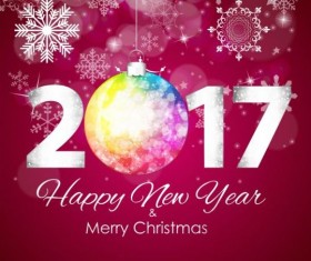 2017 new year with christmas decor background vector 02