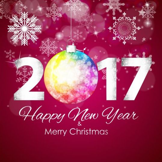 2017 new year with christmas decor background vector 02