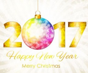 2017 new year with christmas decor background vector 04
