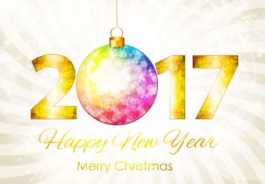 2017 new year with christmas decor background vector 04