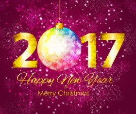 2017 new year with christmas decor background vector 05