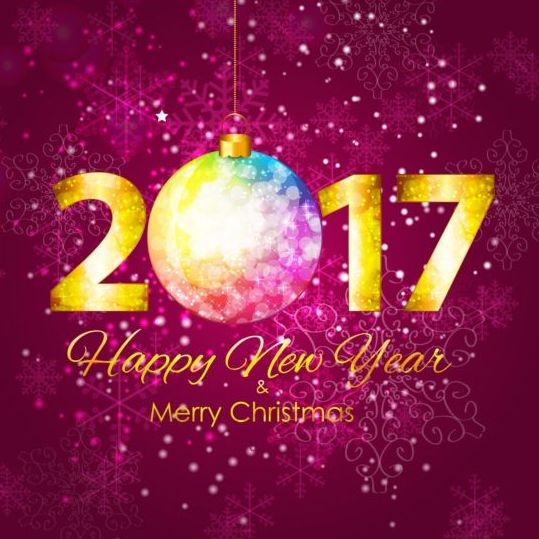 2017 new year with christmas decor background vector 05