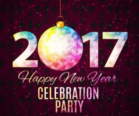 2017 new year with christmas decor background vector 07