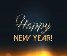 2017 new year with gold light background vector 02