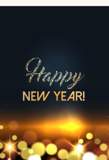 2017 new year with gold light background vector 02
