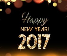 2017 new year with gold light background vector 03