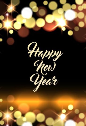 2017 new year with gold light background vector 04