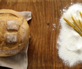 A gluten free breads on wood background with wheat flour 01