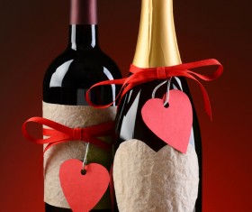 A heart-shaped decoration on a wine bottle