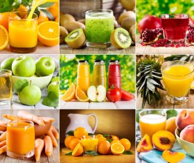 A variety of fresh fruits and juices Stock Photo