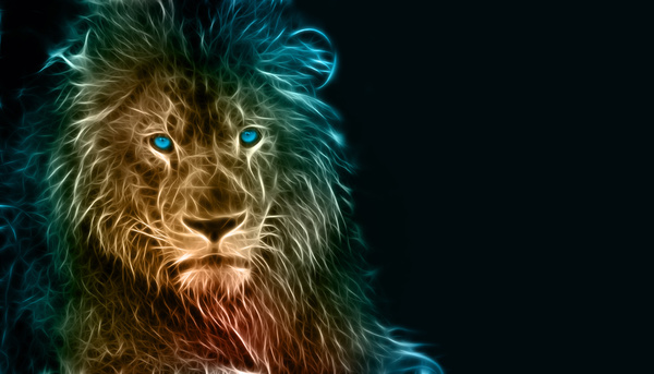 Abstract Artistic lion and black background 01