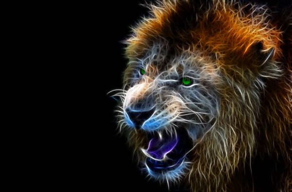 Abstract Artistic lion and black background 03