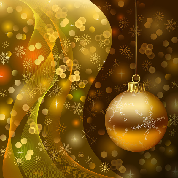Abstract christmas background with golden baubles vector free download