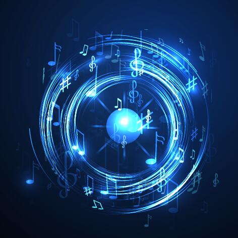 Abstract music background blue style vector 08