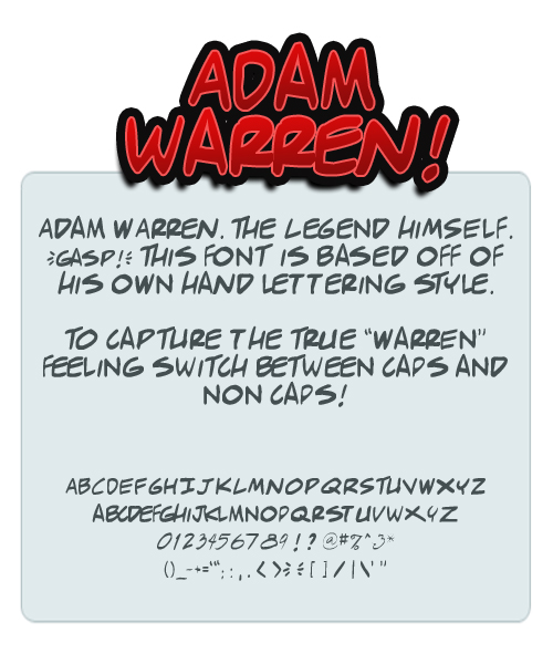 Adam warren Font set