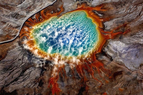 Aerial photography of the Yellowstone National Park
