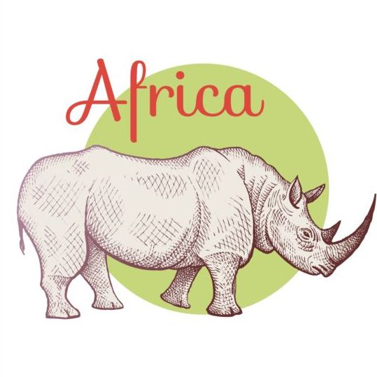 Africa rhinoceros vector 01