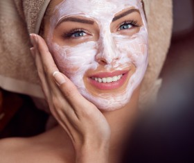 Apply mask beauty woman Stock Photo