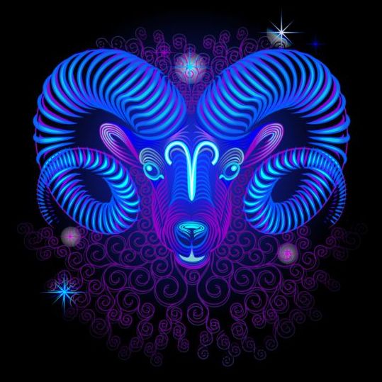 Aries neon sign vector material