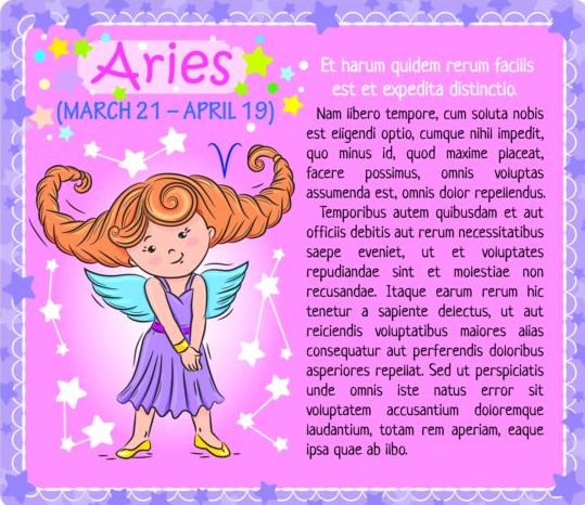 Aries zodiac kid card vector