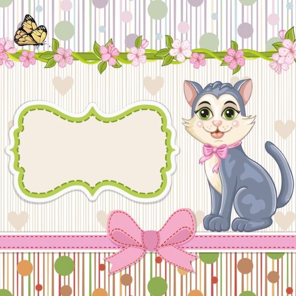 Baby shower cards with cute animals vector 01