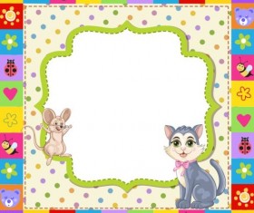 Baby shower cards with cute animals vector 03