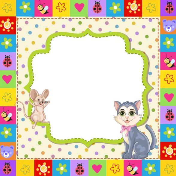 Baby shower cards with cute animals vector 03