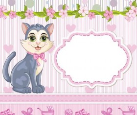 Baby shower cards with cute animals vector 04