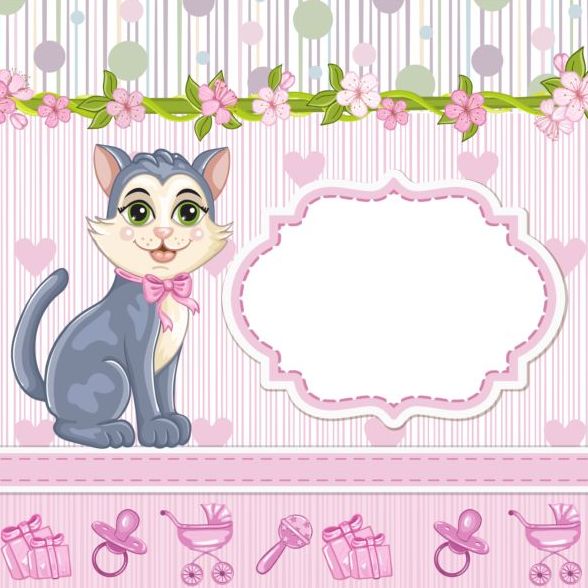 Baby shower cards with cute animals vector 04