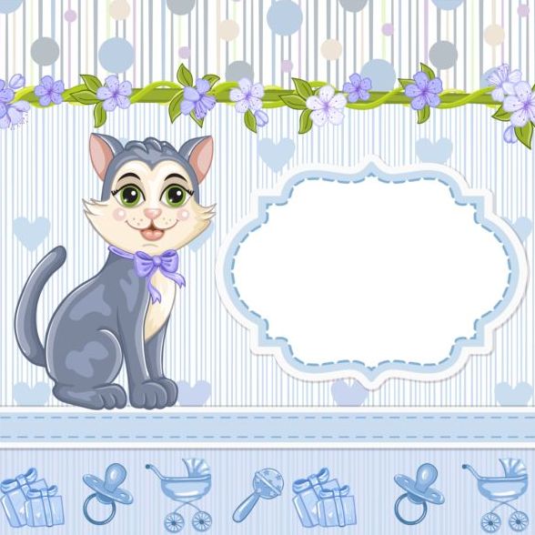Baby shower cards with cute animals vector 05