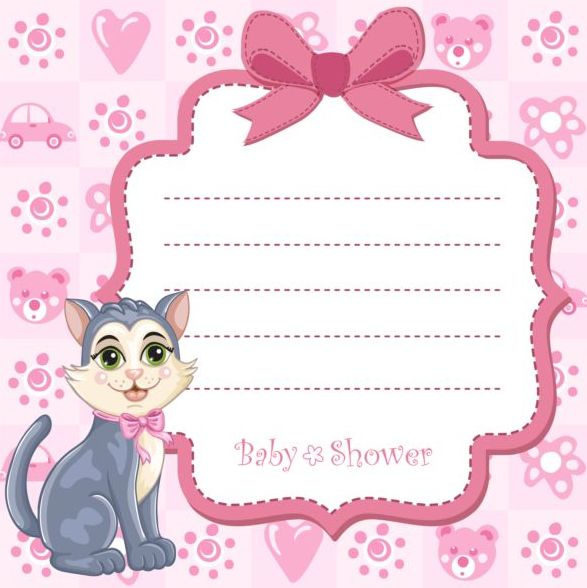 Baby shower cards with cute animals vector 06