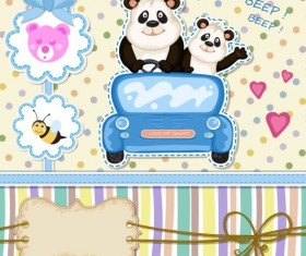 Baby shower cards with cute animals vector 12