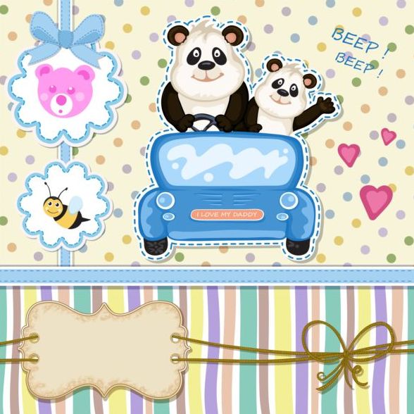 Baby shower cards with cute animals vector 12