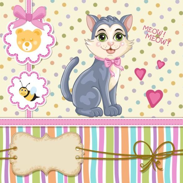 Baby shower cards with cute animals vector 13