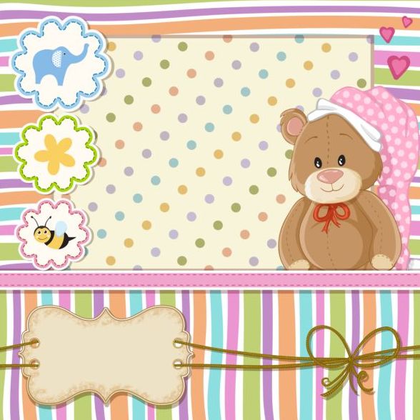 Baby shower cards with cute animals vector 18 free download
