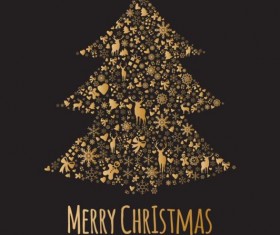 Baubles christmas tree with new year card vector