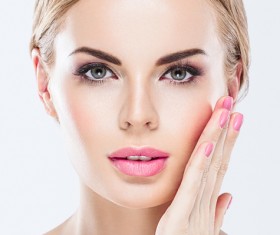 Beautiful blonde woman with white background Stock Photo 02