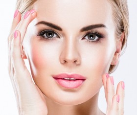 Beautiful blonde woman with white background Stock Photo 03