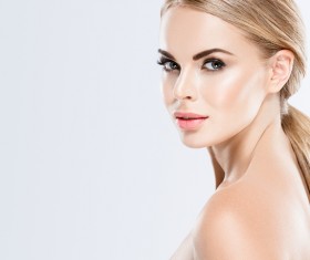 Beautiful blonde woman with white background Stock Photo 08