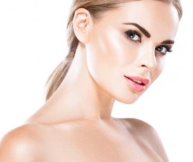 Beautiful blonde woman with white background Stock Photo 09