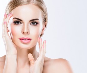 Beautiful blonde woman with white background Stock Photo 12