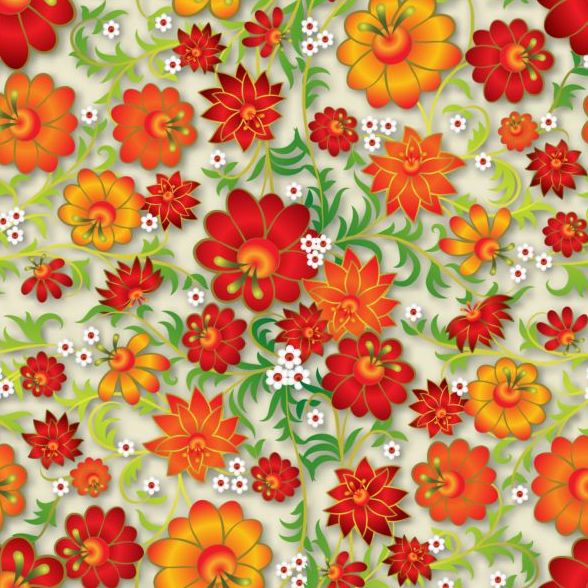 Beautiful flower decor seamless pattern vectors 02