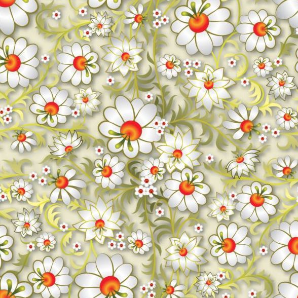 Beautiful flower decor seamless pattern vectors 03