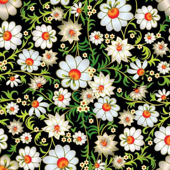 Beautiful flower decor seamless pattern vectors 04