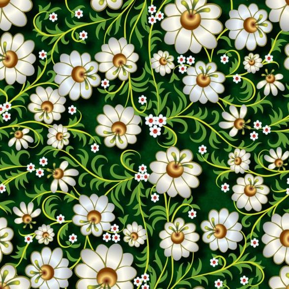 Beautiful flower decor seamless pattern vectors 05